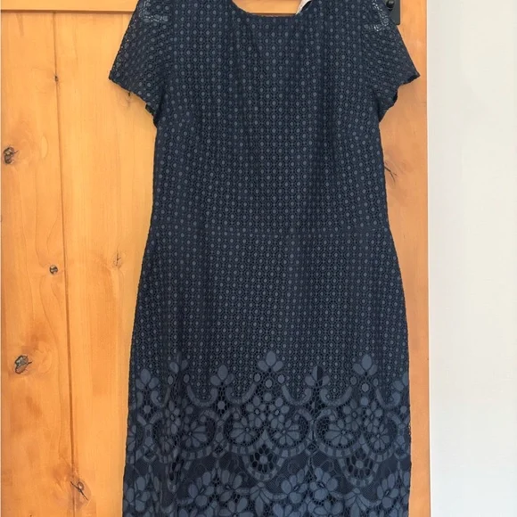 LOFT Navy Lace Midi Dress - Picture 1 of 3